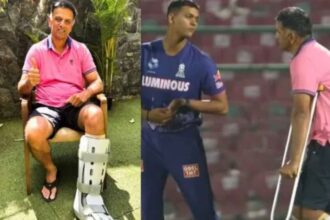 IPL 2025: Rajasthan Royals' Head Coach Rahul Dravid Attends Training Camp on Crutches